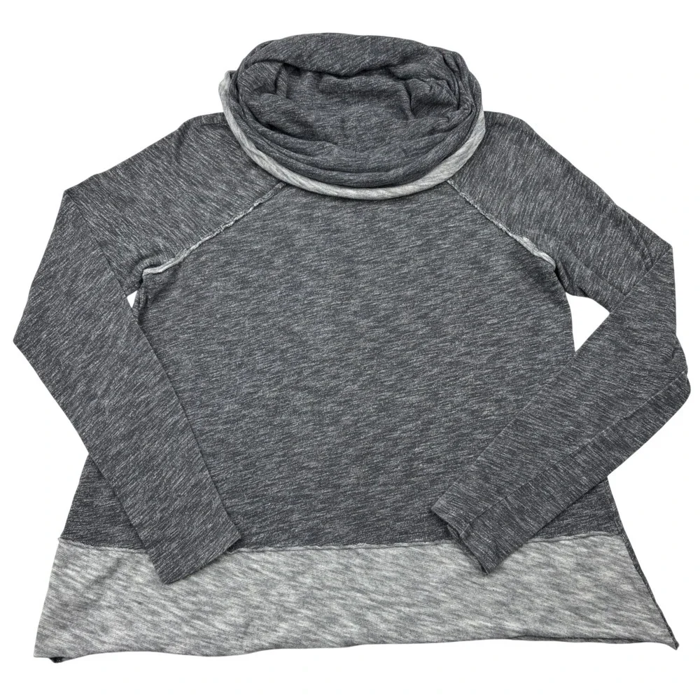 Free People FP Beach Cowl Neck Top Womens S M Charcoal Grey Knit Slouchy S/M